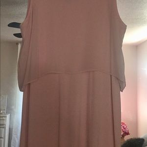 Blush pink dress.